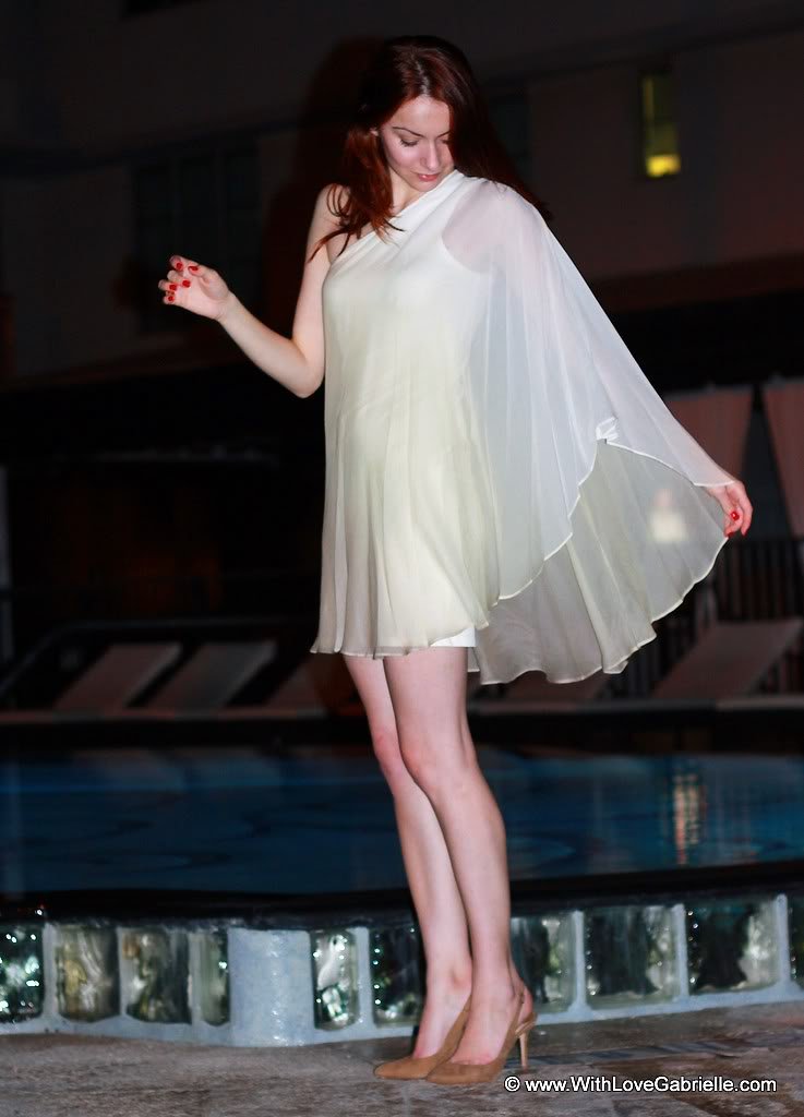 Marta Tryshak wearing Julie Brown Designs Ombre Silk Dress and Jimmy Choo Izzy Slingbacks
